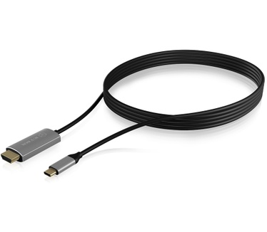 Icy Box IB-CB020-C USB TYPE-C TO HDMI CABLE18 M 4K AT 60 HZ Goud, Grijs, Zwart