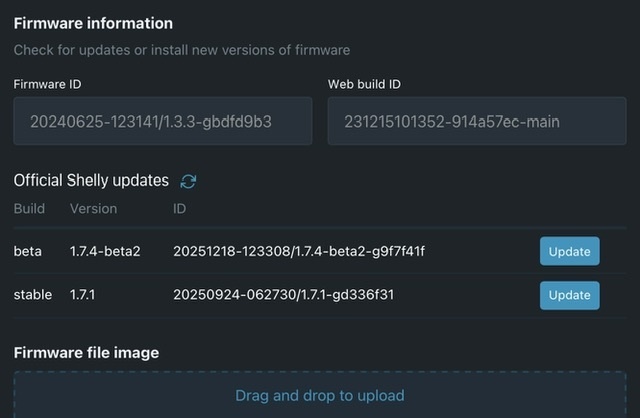 Shelly Pro Dimmer 2PM firmware updata available: 1.3.3 -> 1.7.x