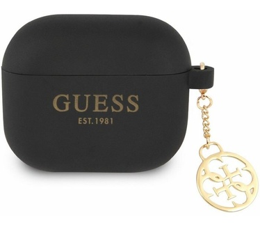 Guess Charms Silicone Case voor Apple Airpods 3 - Zwart Zwart