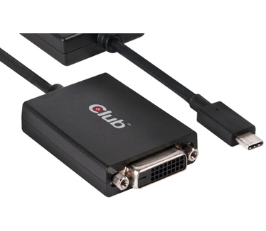 Club 3D USB 3.1 Type-C naar DVI-D Actieve Adapter Zwart