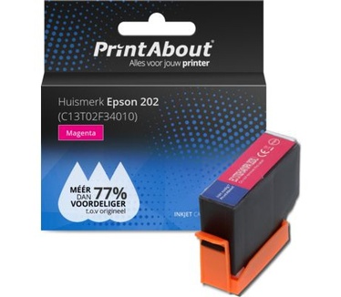 PrintAbout Huismerk Epson 202 (C13T02F34010) Inktcartridge Magenta