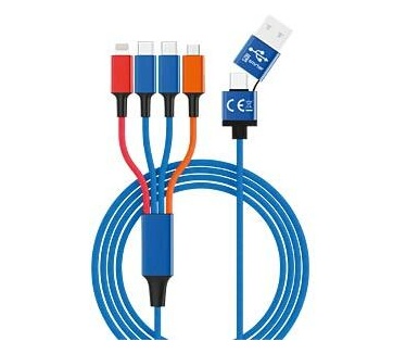 smrter Hydra ELITE 6in1 USB-Laadkabel Type C Multicolor Blauw, Oranje