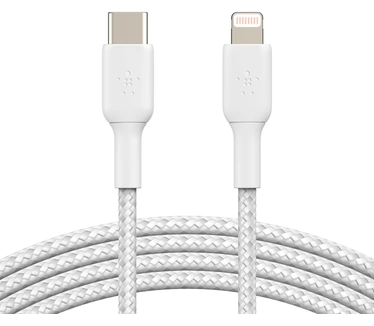 Belkin Boost↑Charge gevlochten USB-C/Lightning-kabel - 1m - wit Wit