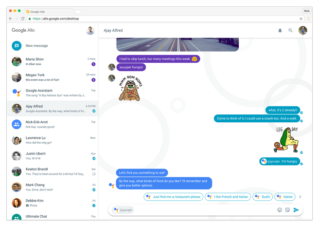 Google Allo webclient