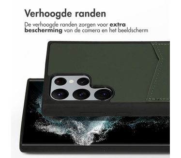 Accezz Premium Leather Card Slot Backcover Samsung Galaxy S22 Ultra - Groen
