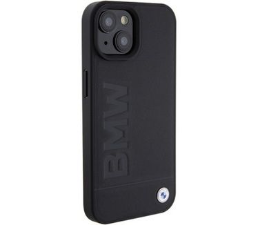 BMW Signature Leather Back Case - Apple iPhone 15 (6.1") - Zwart Zwart