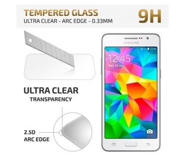 qMust Samsung Galaxy Grand Prime Tempered Glass protector - Ultra Clear - Arc Edge