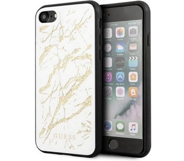 Guess Marble Glitter Hard Case Apple iPhone 7/8/SE (2020) - Wit  Wit