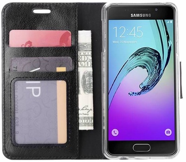 Luxe Lederen Bookcase hoesje voor de Samsung Galaxy A3 (2016) - Zwart (Samsung Galaxy A3 (2016)) Zwart