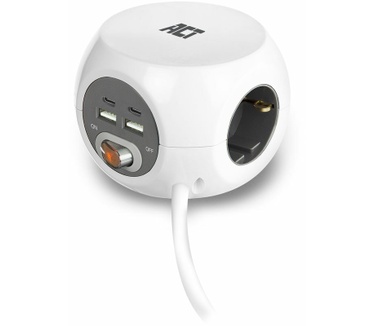 ACT Stopcont Kubus Dual USB USB-C Wit