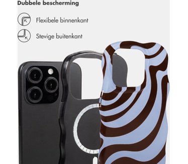 Selencia Vivid Wavy Backcover met MagSafe voor de Apple iPhone 15 Pro - Dream Swirl Chocolate
