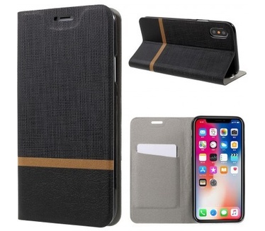 qMust Apple iPhone X Wallet Case - TPU frame - Zwart