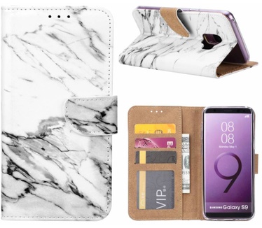 Marmer print lederen Bookcase hoesje voor de Samsung Galaxy S9 - Wit (Samsung Galaxy S9) Wit