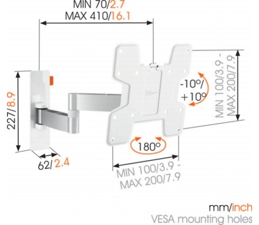 Vogel's WALL 3145 Draaibare tv-beugel 19"-40" Wit