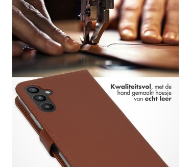 Selencia Echt Lederen Bookcase Samsung Galaxy A34 (5G) - Lichtbruin