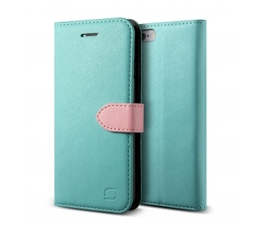Lific Saffiano Wallet Case Apple iPhone 6 - Mint/Pink