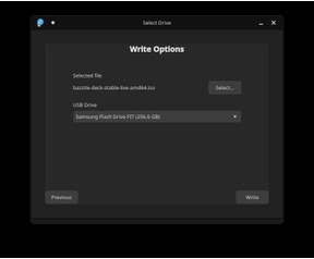 Bazzite-installatie: Fedora Media Writer