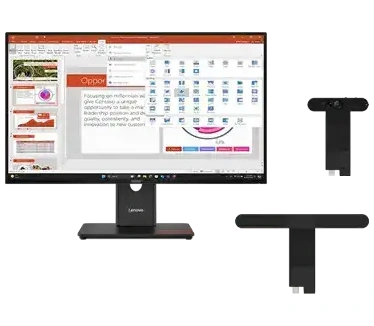 Lenovo ThinkVision T27-40 + MS30 Soundbar + MC60 Webcam Zwart