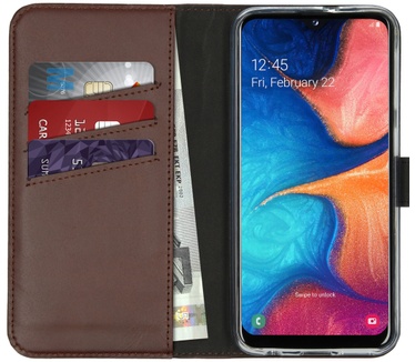 Selencia Echt Lederen Bookcase Samsung Galaxy A20e - Bruin