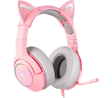 Onikuma K9 - Gaming Headset - Met Microfoon - Roze Koptelefoon - Kattenoren