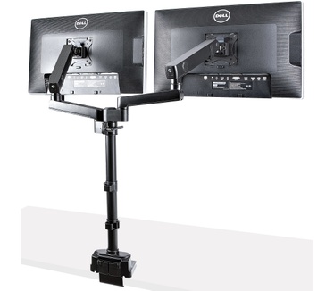Startech.com Dubbele Monitor Arm voor Bureaumontage, Full Motion Monitorbeugel voor 2x VESA-displays tot 32" (8kg), Verticale Stapelbare Armen, Hoogte verstelbaar/Articulerend - Bureauklem/Doorvoertule