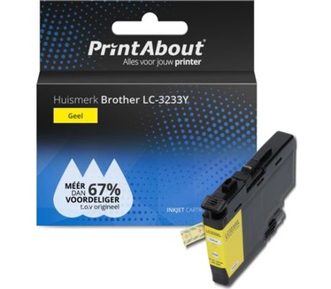 PrintAbout Huismerk Brother LC-3233Y Inktcartridge Geel