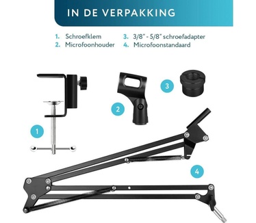 Áengus Microfoon Standaard Flexible, broadcast microfoonarm, flexibele tafel microfoonstandaard