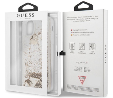 Guess Charms Liquid Glitter Case iPhone 12 Pro Max (6.7") - Goud  Goud