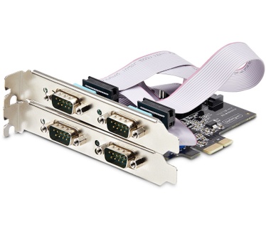 Startech.com 4-Port PCIe Seriële Adapter Kaart, Quad PCI Express naar RS232/RS422/RS485 (DB9) Serial Kaart, Incl. Low-Profile Beugel, 16C1050 UART, Windows/Linux, TAA Compliant, Level-4 ESD Bescherming