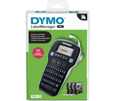 Dymo DYMO LabelManager 160 Labelmaker startpakket | Handheld Labelprinter | met 3 rollen D1 etiketten AZERTY-toetsenbord | Ideaal voor kantoor of thuis