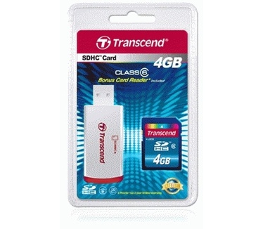 Transcend SDHC 4GB Class 6 + USB Card Reader