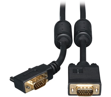 Tripp-Lite VGA Coax Right-Angle Monitor Cable, High Resolution Cable with RGB Coax (HD15 M/M), 3.05 m