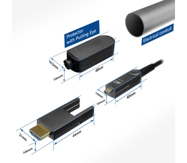 ACT AK4105 HDMI High Speed 4K Active Optical Cable 40 meter met afneembare connector Zwart