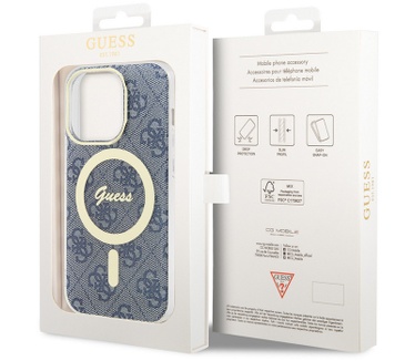 Guess 4G MagSafe Back Case voor Apple iPhone 15 (6.1") - Blauw Blauw