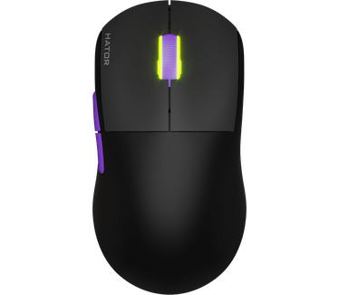 Hator HATOR Quasar 2 ULTRA 4K Wireless, black/lilac Gaming Mouse - HATOR Optical Yellow 100M Switches PixArt PAW3395 (HTM570BL)