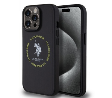 U.S. Polo Printed Round Back Cover - iPhone 15 Pro (6.1") - Zwart Zwart