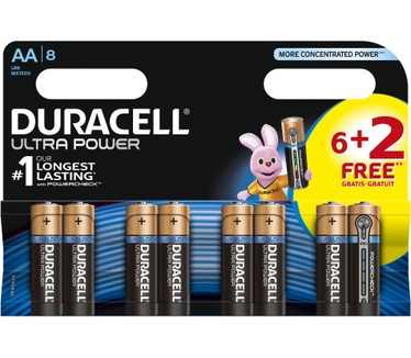 Duracell Ultra Power alkaline AA-batterijen, verpakking van 8