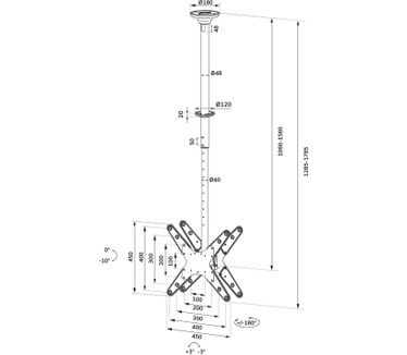 Neomounts TV/monitor plafondsteun