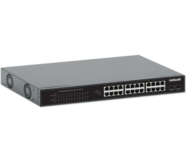 Intellinet 24-Port Gigabit Ethernet PoE+ Switch with 2 SFP Ports