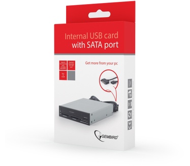 Gembird Internal USB card reader/writer with SATA port, black