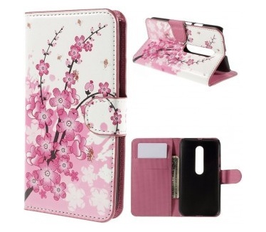 qMust Motorola Moto G (3rd gen) Wallet Case - hoesje met stand - Pink Blossom