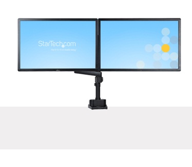 Startech.com Dubbele Monitor Arm voor Bureaumontage, Full Motion Monitorbeugel voor 2x VESA-displays tot 32" (8kg), Verticale Stapelbare Armen, Hoogte verstelbaar/Articulerend - Bureauklem/Doorvoertule