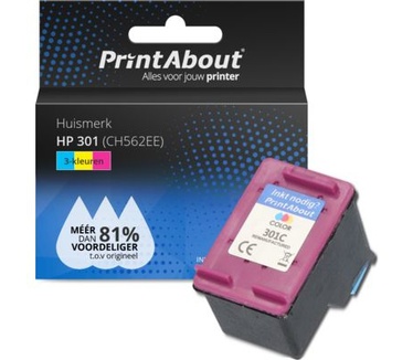 HP 301 (CH562EE) Inktcartridge 3-kleuren PrintAbout Huismerk