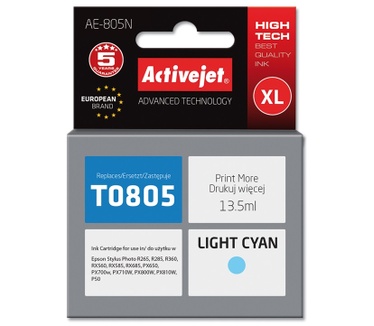 Activejet Activejet AE-805N inkt (vervanging van Epson T0805; Supreme; 13,5 ml; lichtblauw)