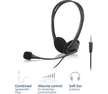ACT Headset met 3,5mm audio-aansluiting (Zwart)