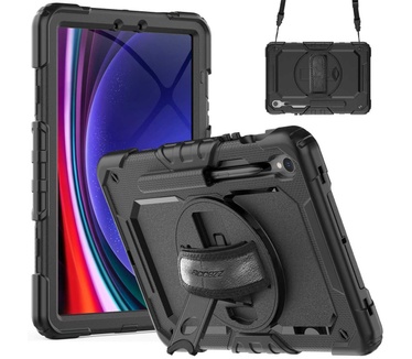 Accezz Rugged Backcover met schouderstrap Samsung Galaxy Tab S9 - Zwart