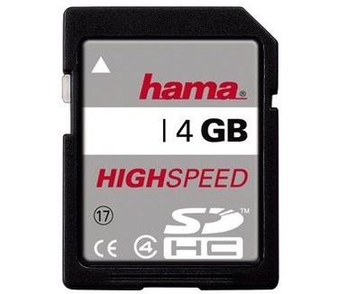 Hama HighSpeed SDHC Card 4 GB, Class 4
