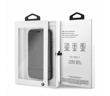 BMW Originele Signature Debossed Logo Folio Bookcase voor de Apple iPhone XS Max - Zwart  Zwart