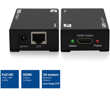 ACT ACT AC7800 ACT HDMI extender set, single Cat6, 50 meter, 3D ondersteuning