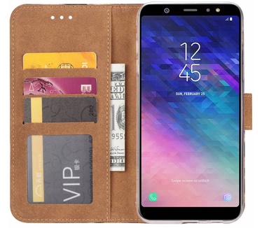 Flamingo print lederen Bookcase hoesje voor de Samsung Galaxy A6 Plus 2018 - Wit (Samsung Galaxy A6 Plus 2018) Wit